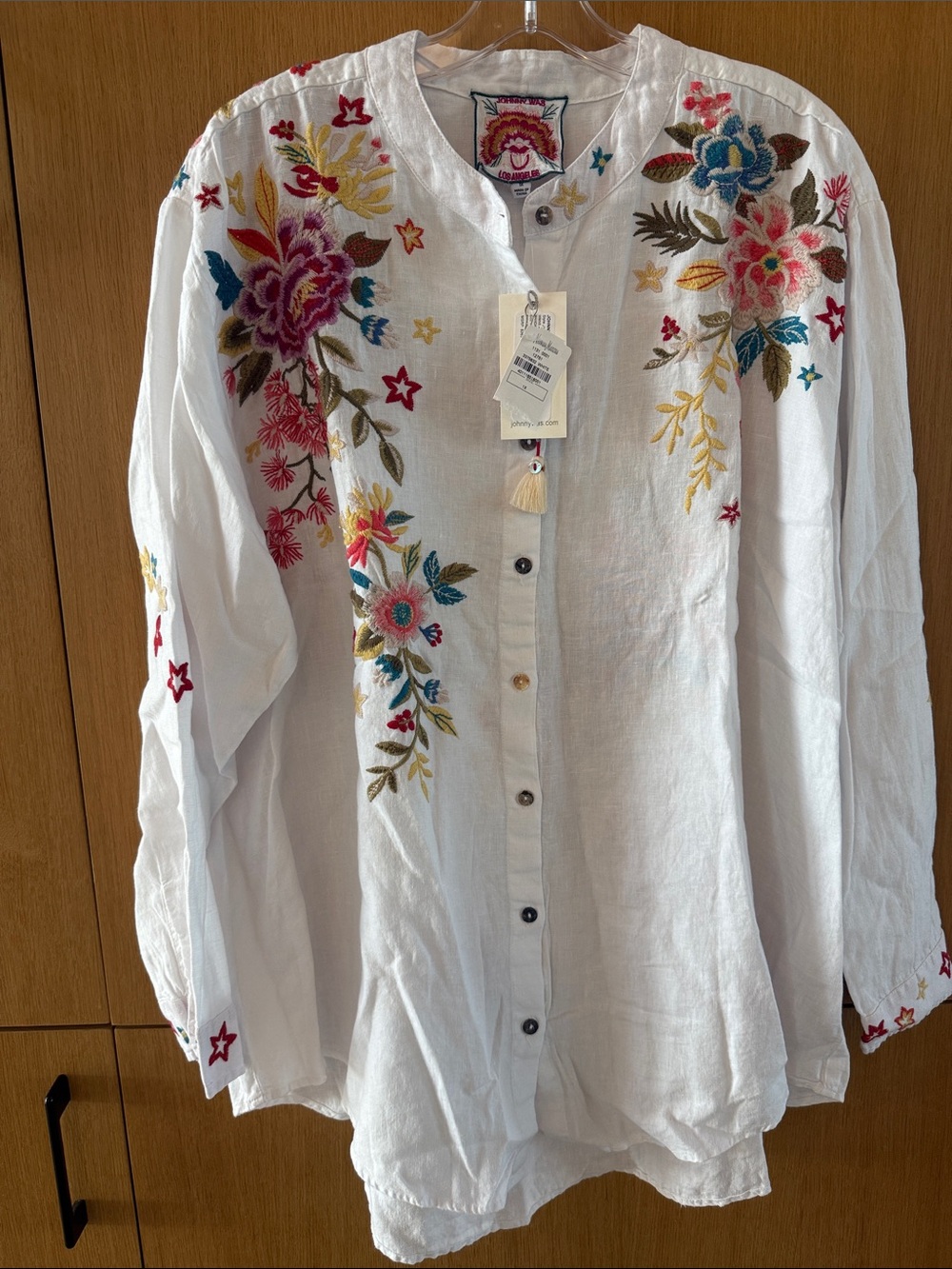 Johnny Was Amara Floral Embroidered Mandarin Collar Long sleeve Shirt Size 1X - Picture 4 of 13